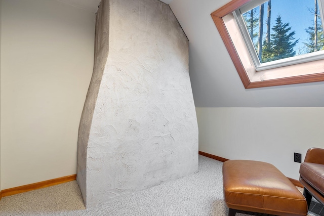 interior space featuring carpet and lofted ceiling