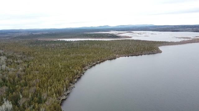 aerial view with a water and mountain view