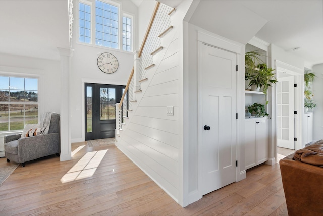 foyer with light wood-type flooring