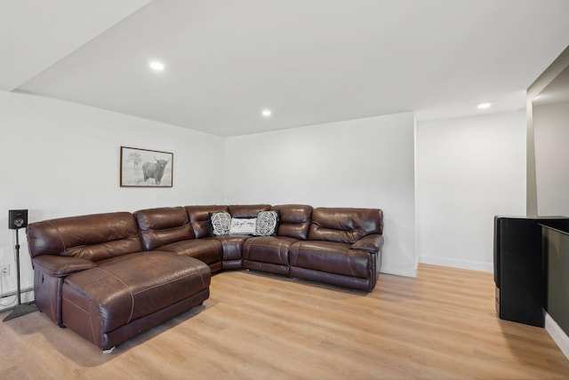 living room with light wood-type flooring