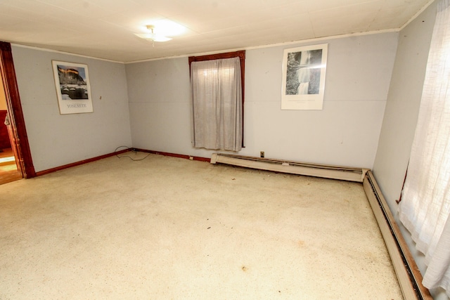 basement with a baseboard radiator