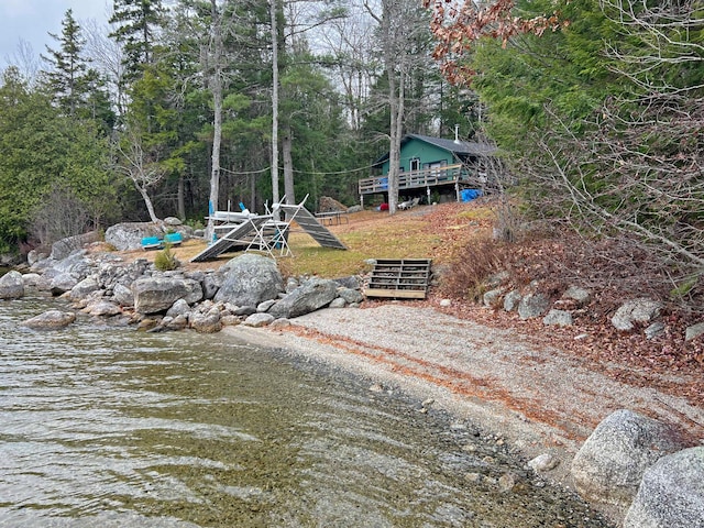 exterior space featuring a water view