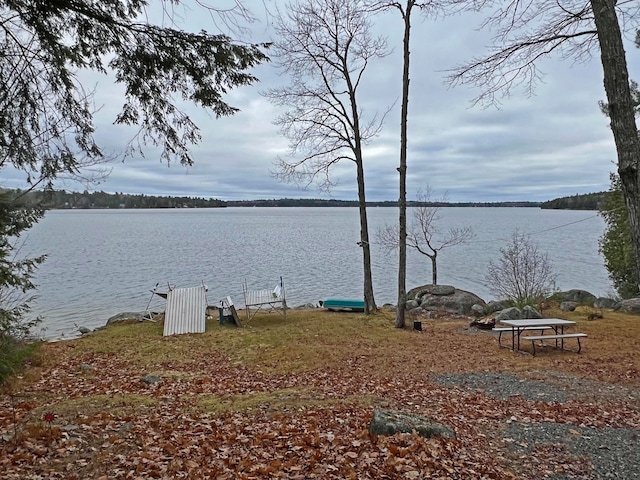 property view of water with a boat dock