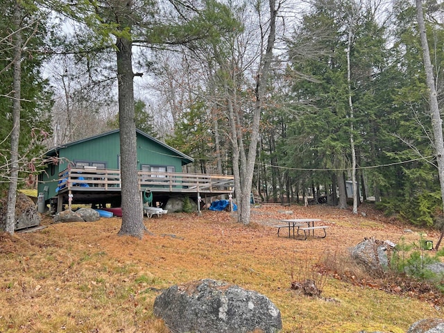 view of yard with a wooden deck