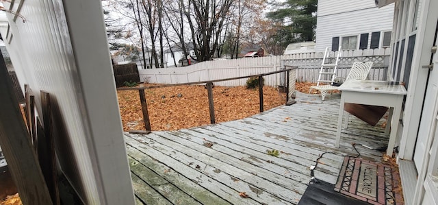28 Maine Ave, Millinocket, ME 04462 - wooden terrace featuring a fenced backyard