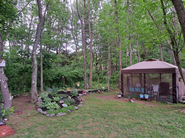 view of yard with a gazebo