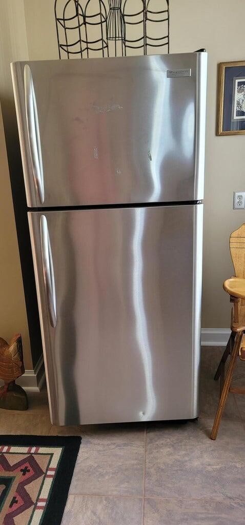 kitchen with stainless steel fridge