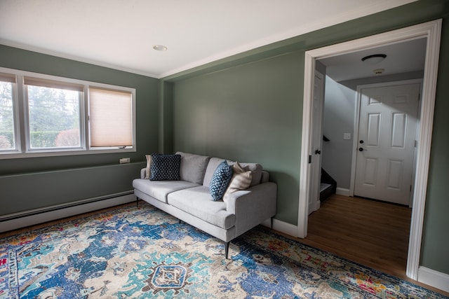 living room with hardwood / wood-style flooring