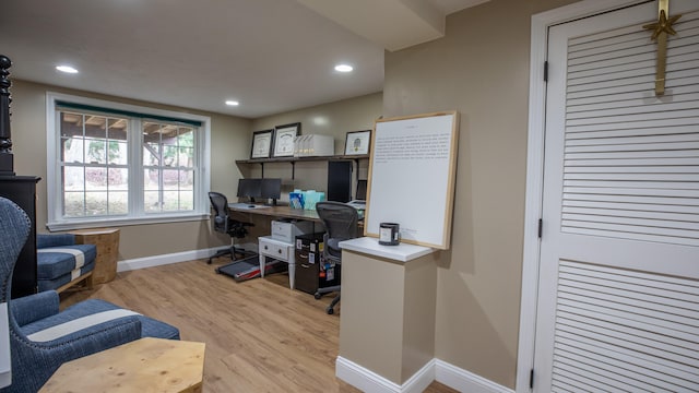 office featuring light wood-type flooring