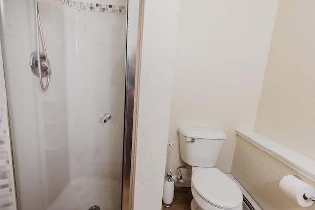 bathroom with toilet and a shower