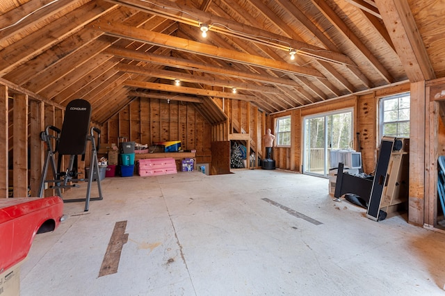 view of unfinished attic