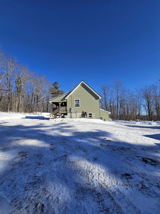 view of snow covered exterior