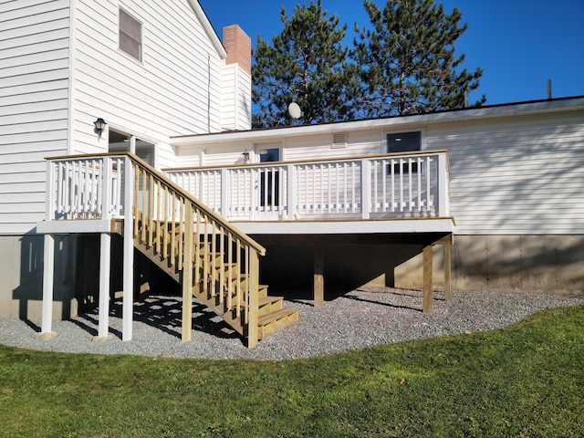2 Old County Rd, Veazie, ME 04401 - rear view of house with a deck, a chimney, and stairway