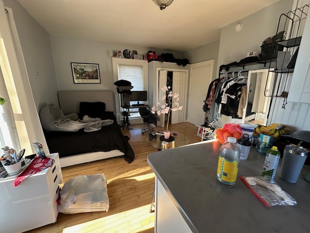 bedroom with light wood-type flooring