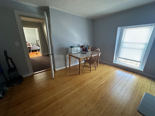 dining area with light hardwood / wood-style flooring