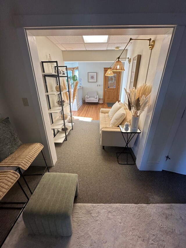 living room with hardwood / wood-style flooring