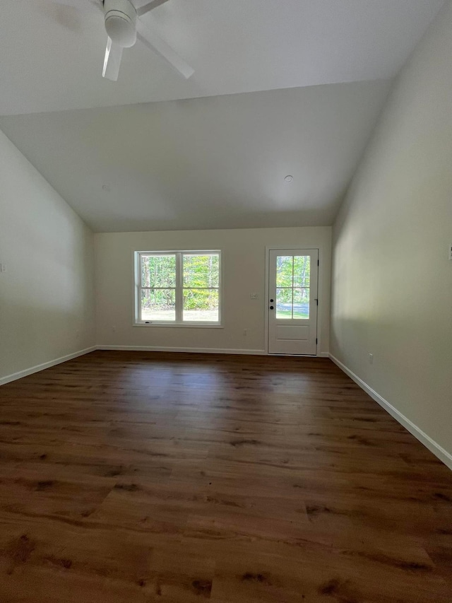 0 Parsons Rd, Norway, ME 04268 - unfurnished room featuring vaulted ceiling, wood finished floors, baseboards, and ceiling fan