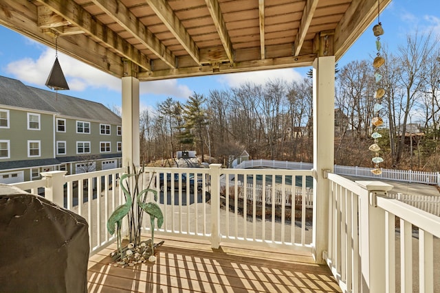 balcony featuring area for grilling