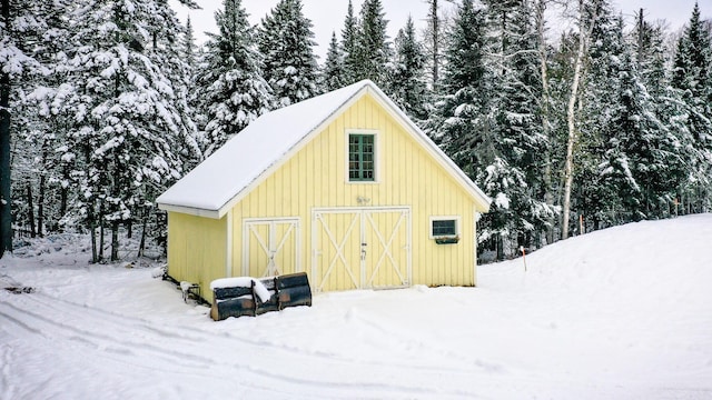 view of snow covered structure