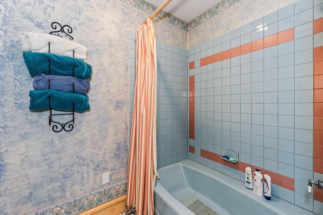 bathroom featuring shower / bath combination with curtain