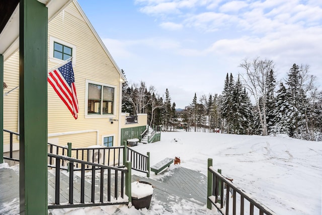 view of yard covered in snow