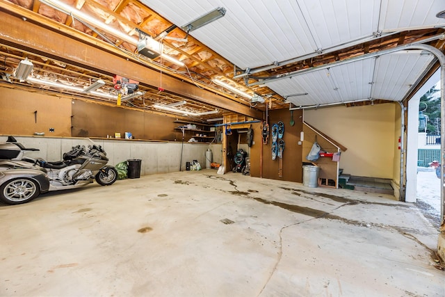 garage with a garage door opener