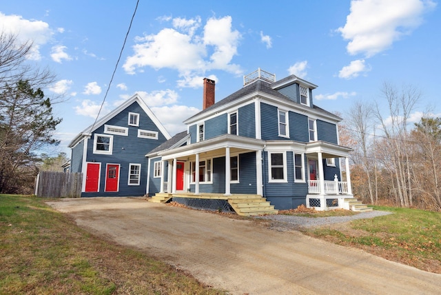 view of front facade featuring covered porch