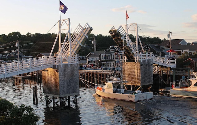 dock area featuring a water view