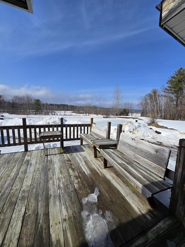 view of dock featuring a wooden deck