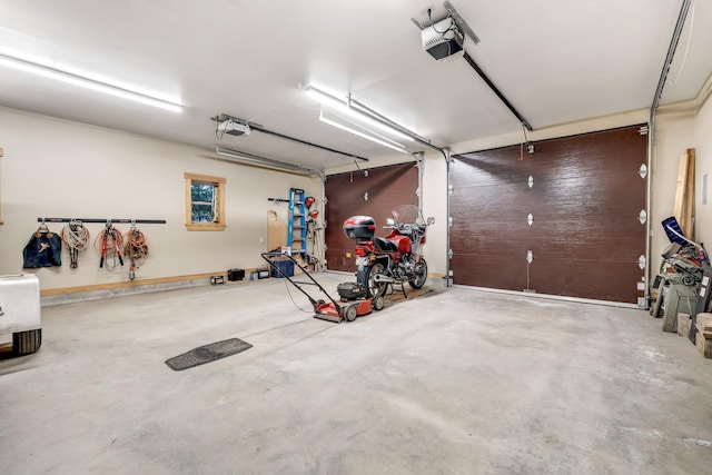 garage with a garage door opener