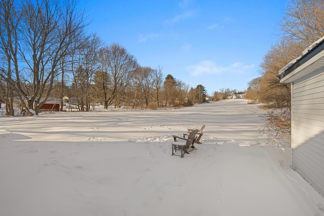 view of yard layered in snow