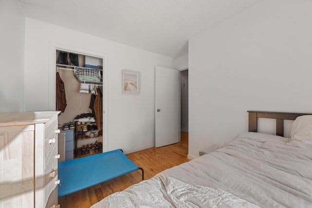 bedroom featuring a closet and wood-type flooring