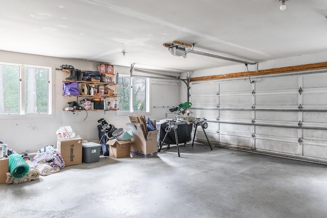 garage with a garage door opener