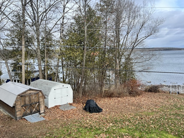 45 Douglas Dr, Newport, ME 04953 - view of yard featuring a shed and a water view