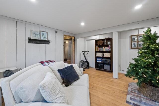 living room with hardwood / wood-style floors