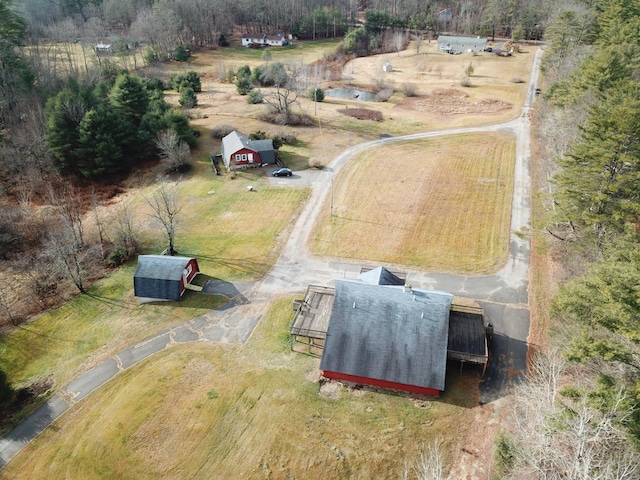 drone / aerial view with a rural view