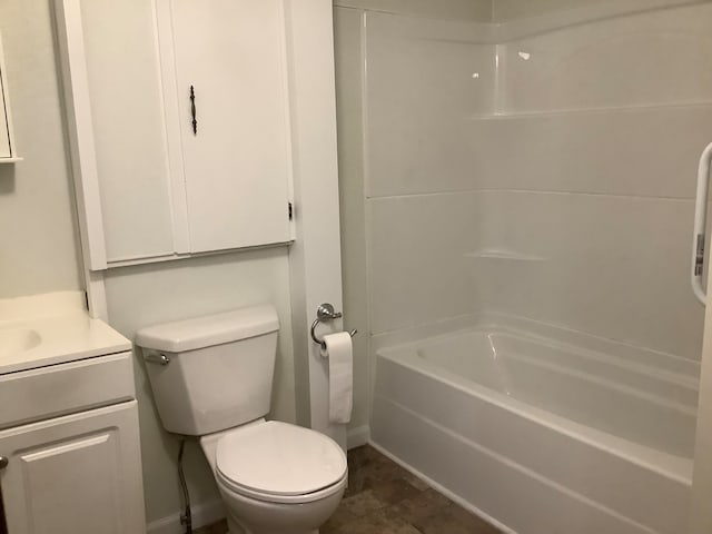 full bathroom featuring vanity, toilet, and tub / shower combination