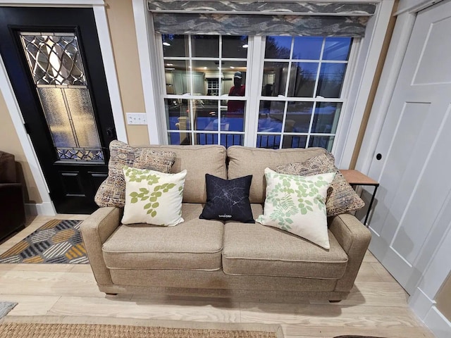 sitting room with wood-type flooring