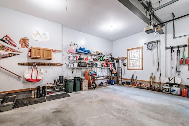 garage with a garage door opener