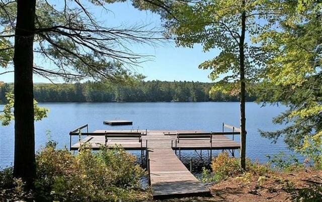 view of dock featuring a water view