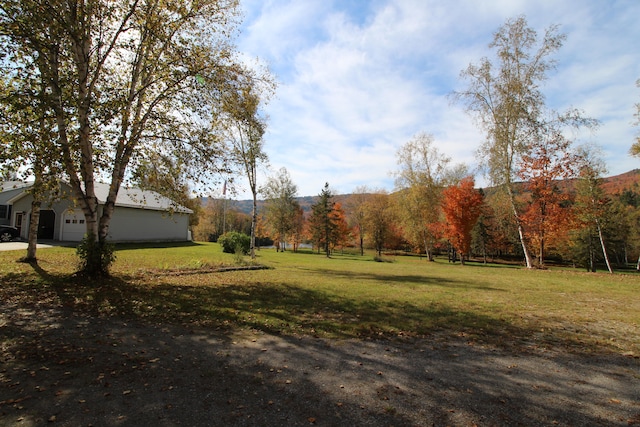 view of yard with a mountain view