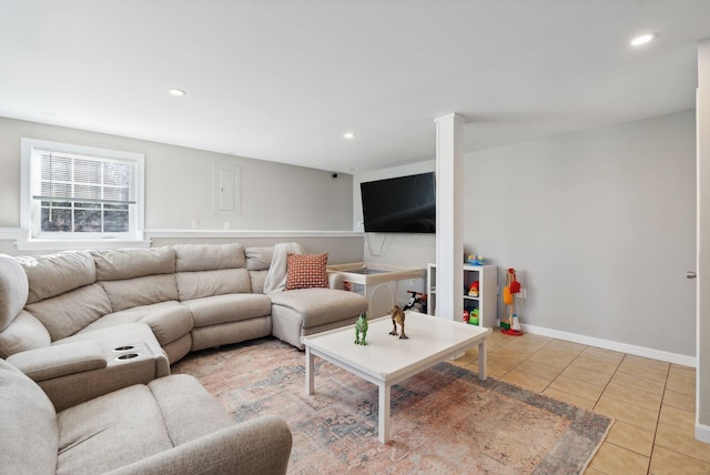 view of tiled living room