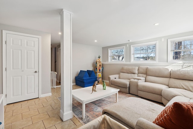 view of tiled living room