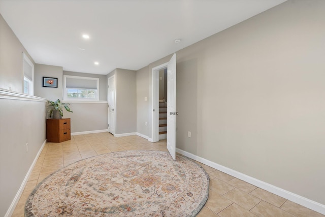 interior space featuring light tile patterned floors