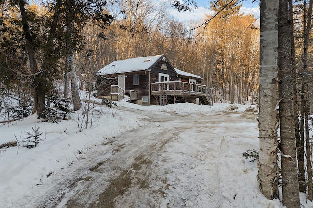 view of front of property with a deck