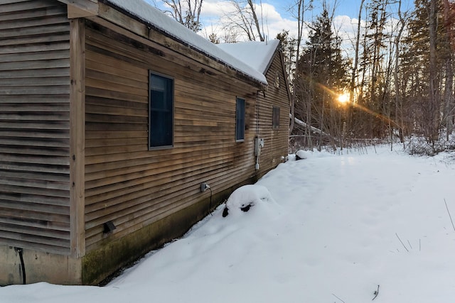 view of snowy exterior