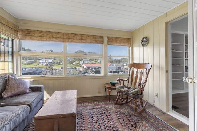 sunroom / solarium with wood ceiling