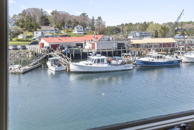 view of dock featuring a water view