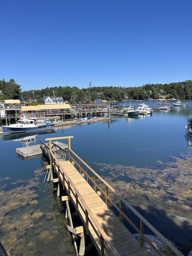 view of dock featuring a water view