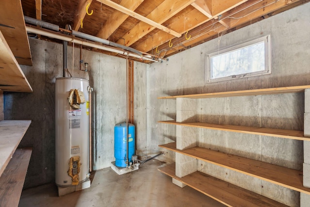 basement with gas water heater